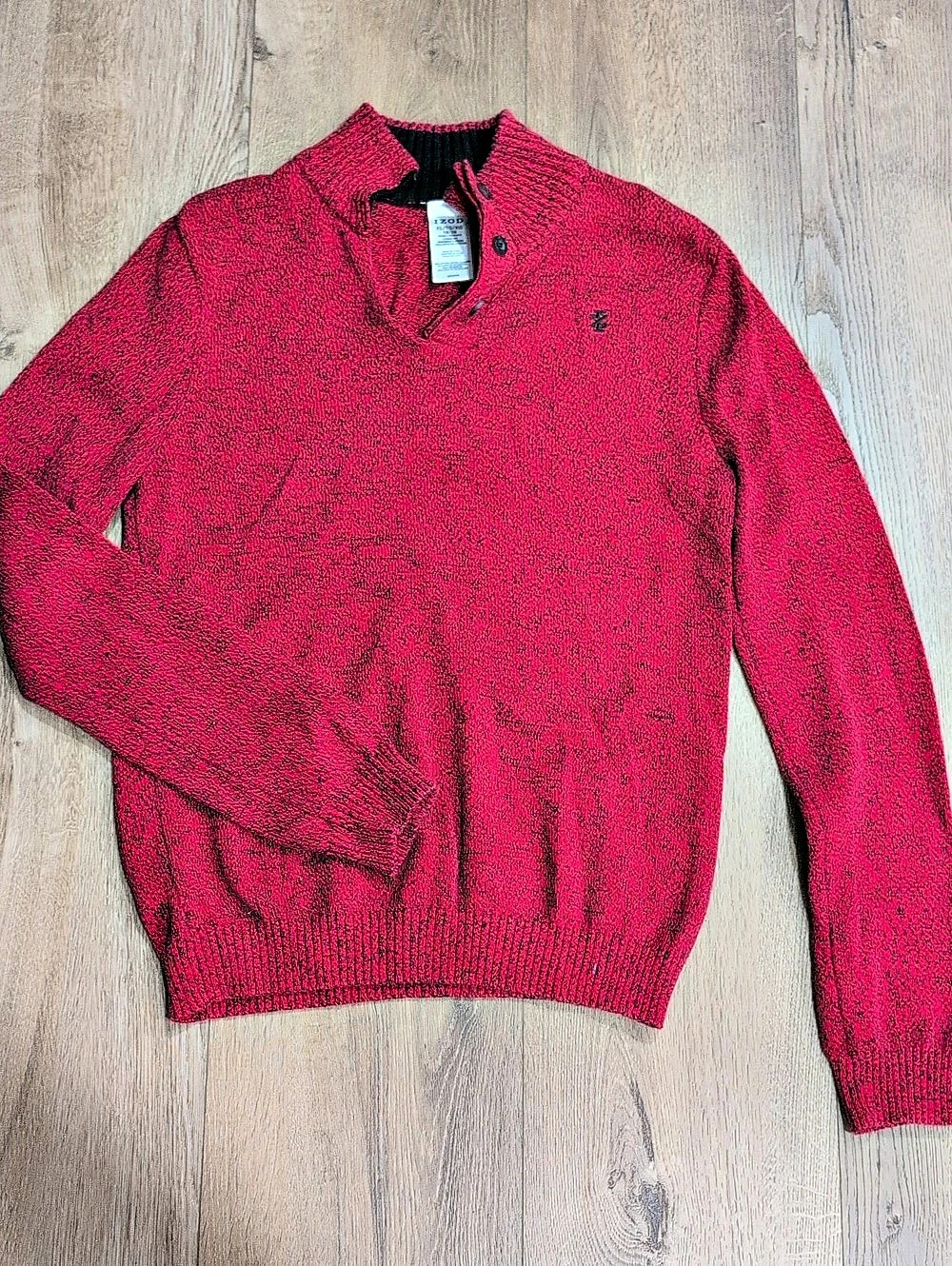 IZOD Marled Button Mock-Neck Sweater
